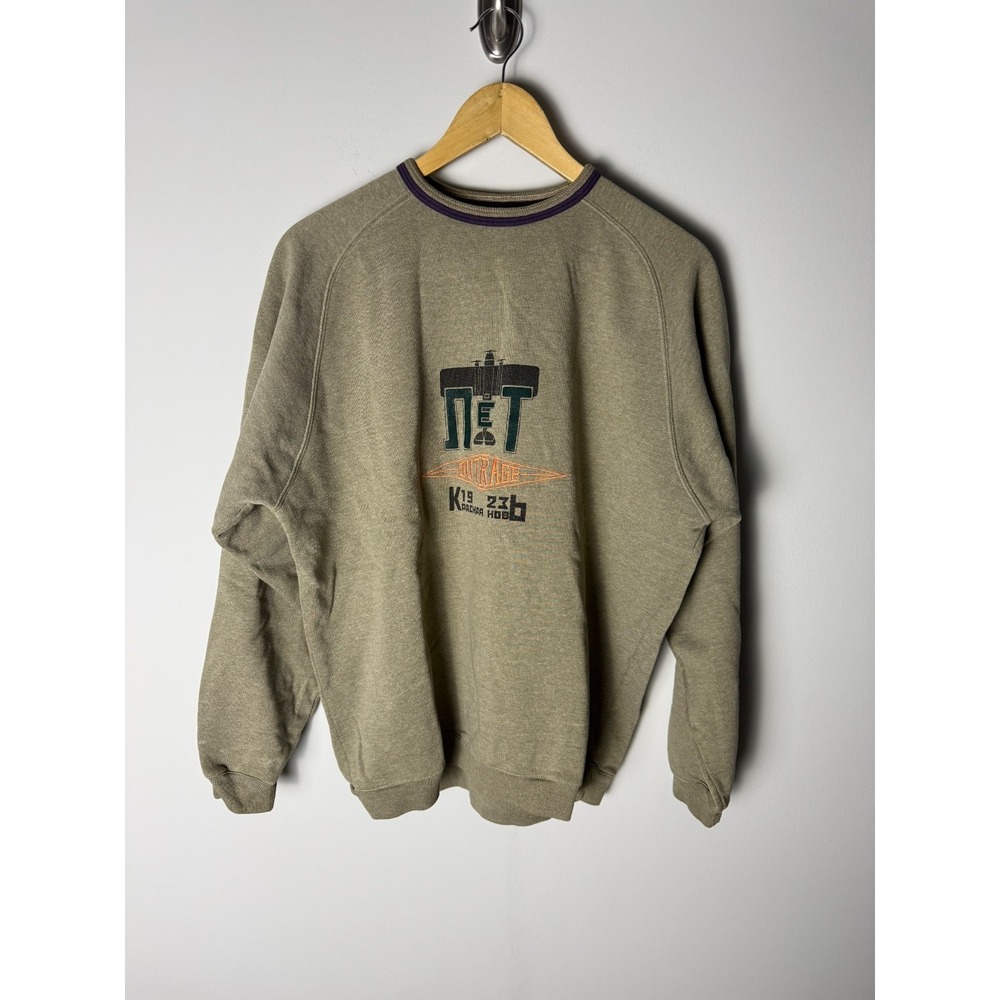 Vintage Outrage Long‎ Sleeve Sweater Men's L Green Embroidered Graphic Logo
